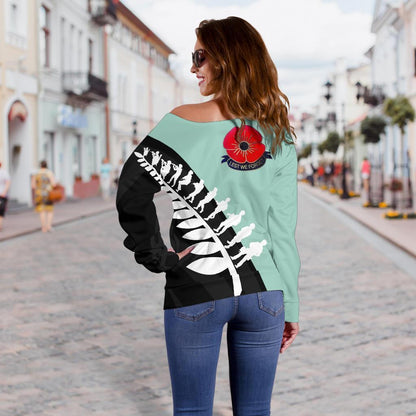 Lest We Forget - New Zealand Mint Off Shoulder Sweater K52-WOMENS OFF SHOULDER SWEATERS-HD09-Women's Off Shoulder Sweater - .-2XS-Vibe Cosy™