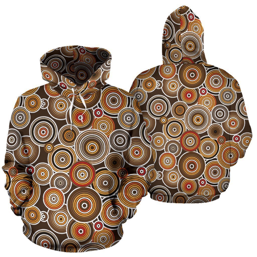 Aboriginal Pattern Brown All Over Hoodie NNK1441-Apparel-PL8386-Hoodie-S-Vibe Cosy™