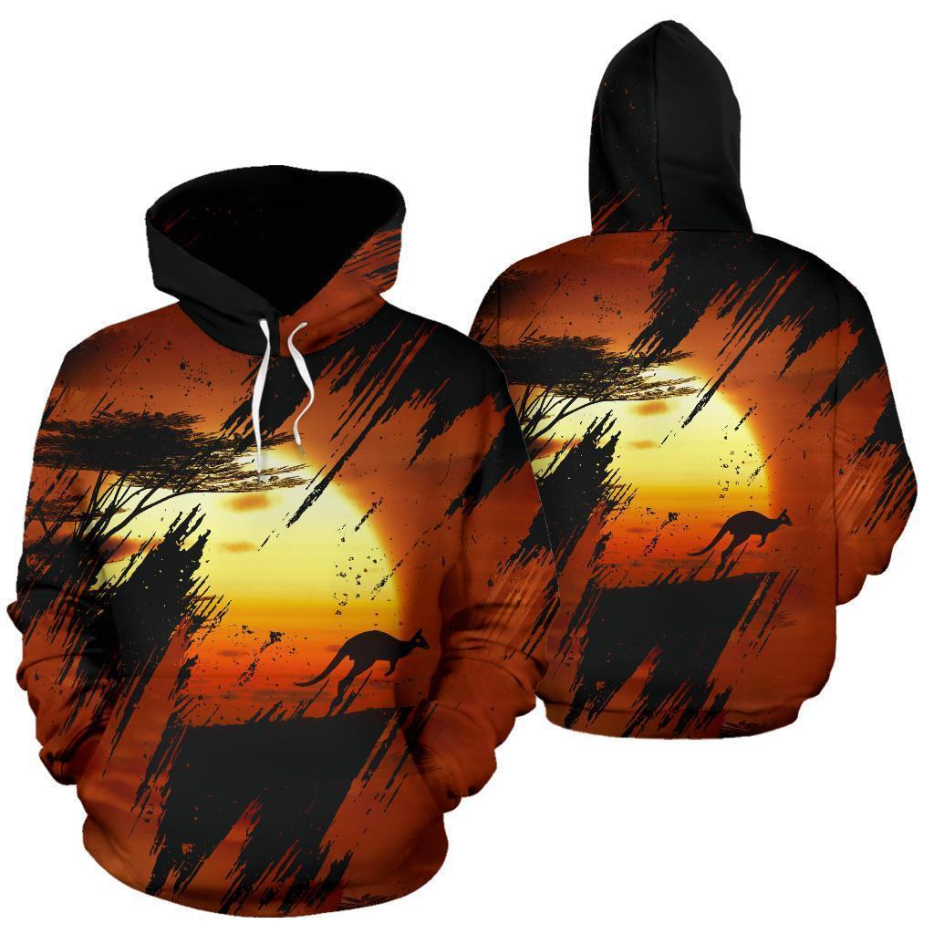Australia Hoodie Kangaroo Sunset Painting - NNK1433-Apparel-NNK-Hoodie-S-Vibe Cosy™