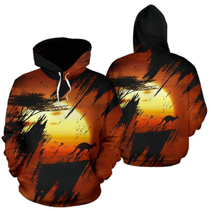 Australia Hoodie Kangaroo Sunset Painting - NNK1433-Apparel-NNK-Hoodie-S-Vibe Cosy™