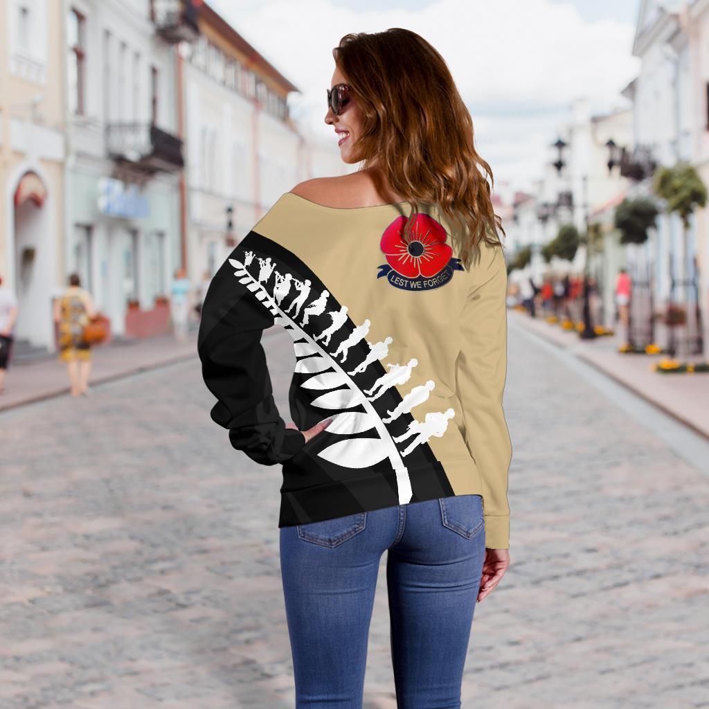 Lest We Forget - New Zealand Tan Off Shoulder Sweater K52-WOMENS OFF SHOULDER SWEATERS-HD09-Women's Off Shoulder Sweater - .-2XS-Vibe Cosy™