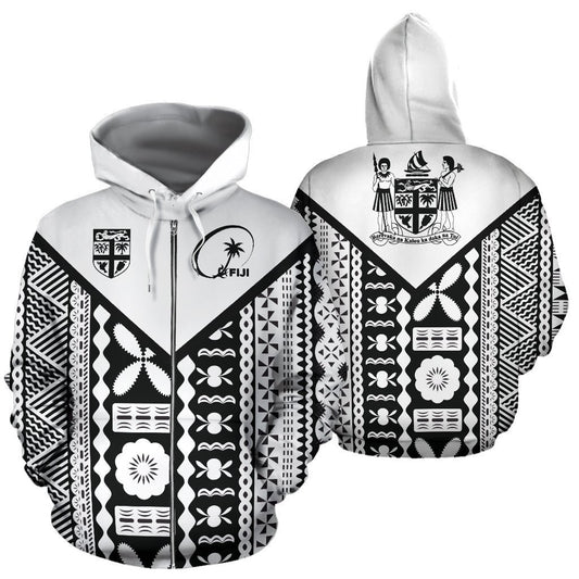 Fiji Tapa Zip Up Hoodie K4-Apparel-Khanh Arts-Zipped Hoodie-S-Vibe Cosy™