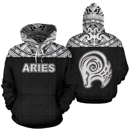 Aries Zodiac - Poly All Over Hoodie Black Version NTH140852-Apparel-NTH-Hoodie-S-Vibe Cosy™