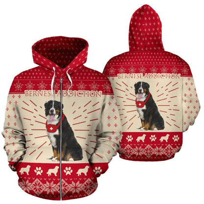 Switzerland Bernese Dog Addiction Hoodie NNK10-Apparel-NNK-Zip-S-Vibe Cosy™