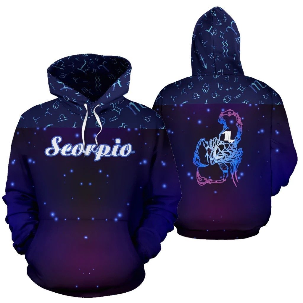 Scorpio Zodiac All Over Hoodie NTH140847-Apparel-NTH-Hoodie-S-Vibe Cosy™