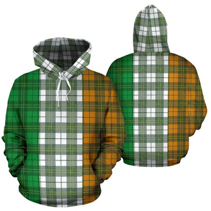 Ireland Flag Tartan Style All Over Print Hoodie PL-Apparel-PL8386-Hoodie-S-Vibe Cosy™