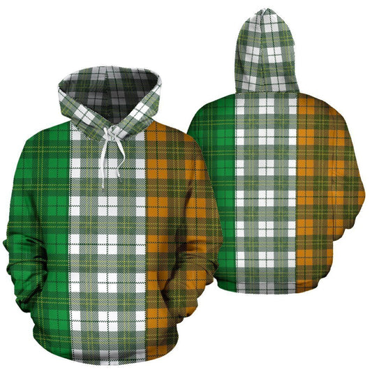 Ireland Flag Tartan Style All Over Print Hoodie PL-Apparel-PL8386-Hoodie-S-Vibe Cosy™