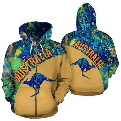 Australia Kangaroo Hoodie Opal - NNK1422-Apparel-NNK-Zip-up Hoodie-S-Vibe Cosy™