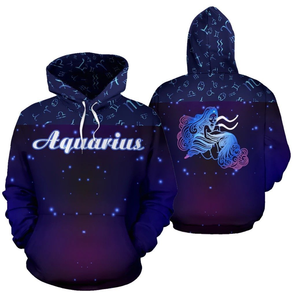 Aquarius Zodiac All Over Hoodie NTH140826-Apparel-NTH-Hoodie-S-Vibe Cosy™