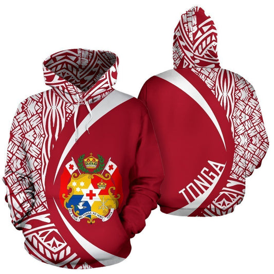 Tonga Coat Of Arm Polynesian Hoodie - Circle Style Red-Apparel-Phaethon-Hoodie-S-Vibe Cosy™