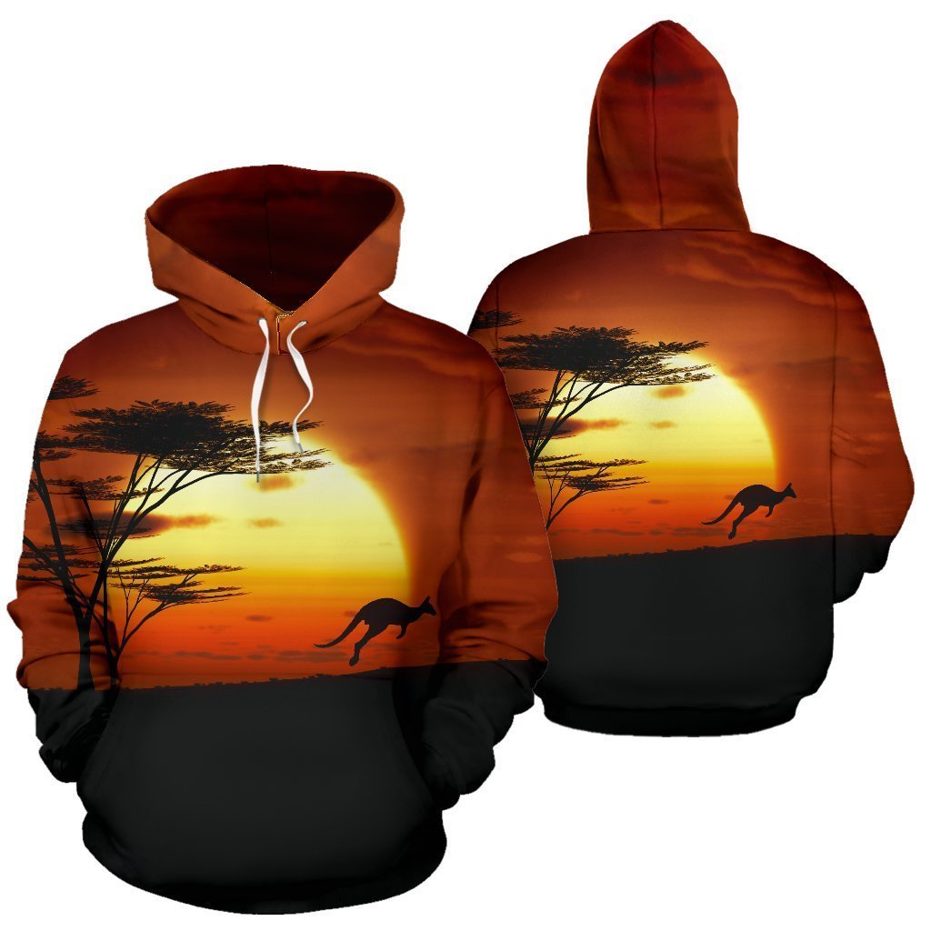 Australia All Over Hoodie Kangaroo Sunset - NNK1435-Apparel-NNK-Hoodie-S-Vibe Cosy™