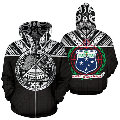 American Samoa And Samoa All Over Hoodie - PL-ALL OVER PRINT HOODIES (P)-PL8386-Zip-Up Hoodie-S-Black-Vibe Cosy™