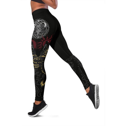 Vikings - The Wolves Skoll and Hati-Apparel-HP Arts-Leggings-S-Vibe Cosy™