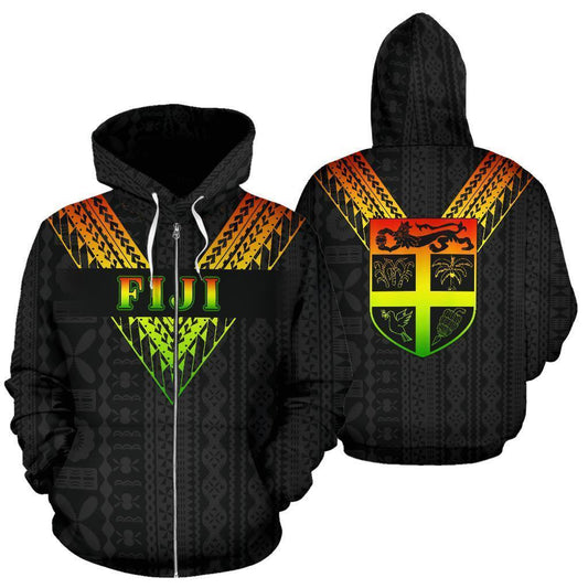 Fiji All Over Zip-Up Hoodie - Reggae Color Sailor Style - BN01-Apparel-Khanh Arts-Zipped Hoodie-S-Vibe Cosy™