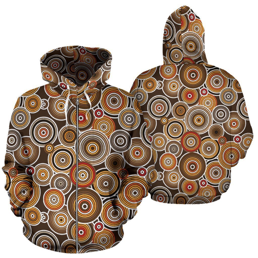 Aboriginal Pattern Brown All Over Hoodie NNK1441-Apparel-PL8386-Hoodie-S-Vibe Cosy™