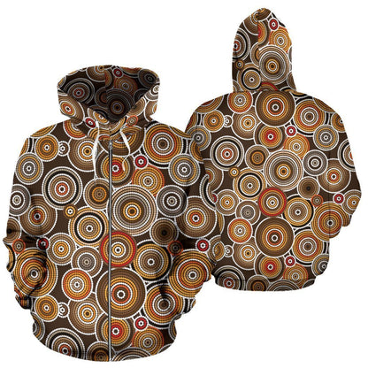 Aboriginal Pattern Brown All Over Hoodie NNK1441-Apparel-PL8386-Hoodie-S-Vibe Cosy™