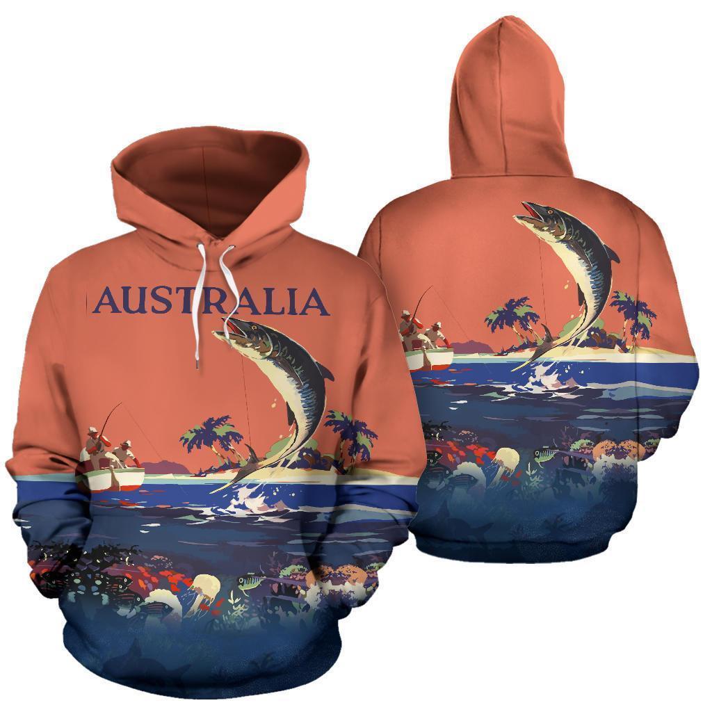 Fishing Australia All Over Print Hoodie - NNK1425-Apparel-NNK-Hoodie-S-Vibe Cosy™