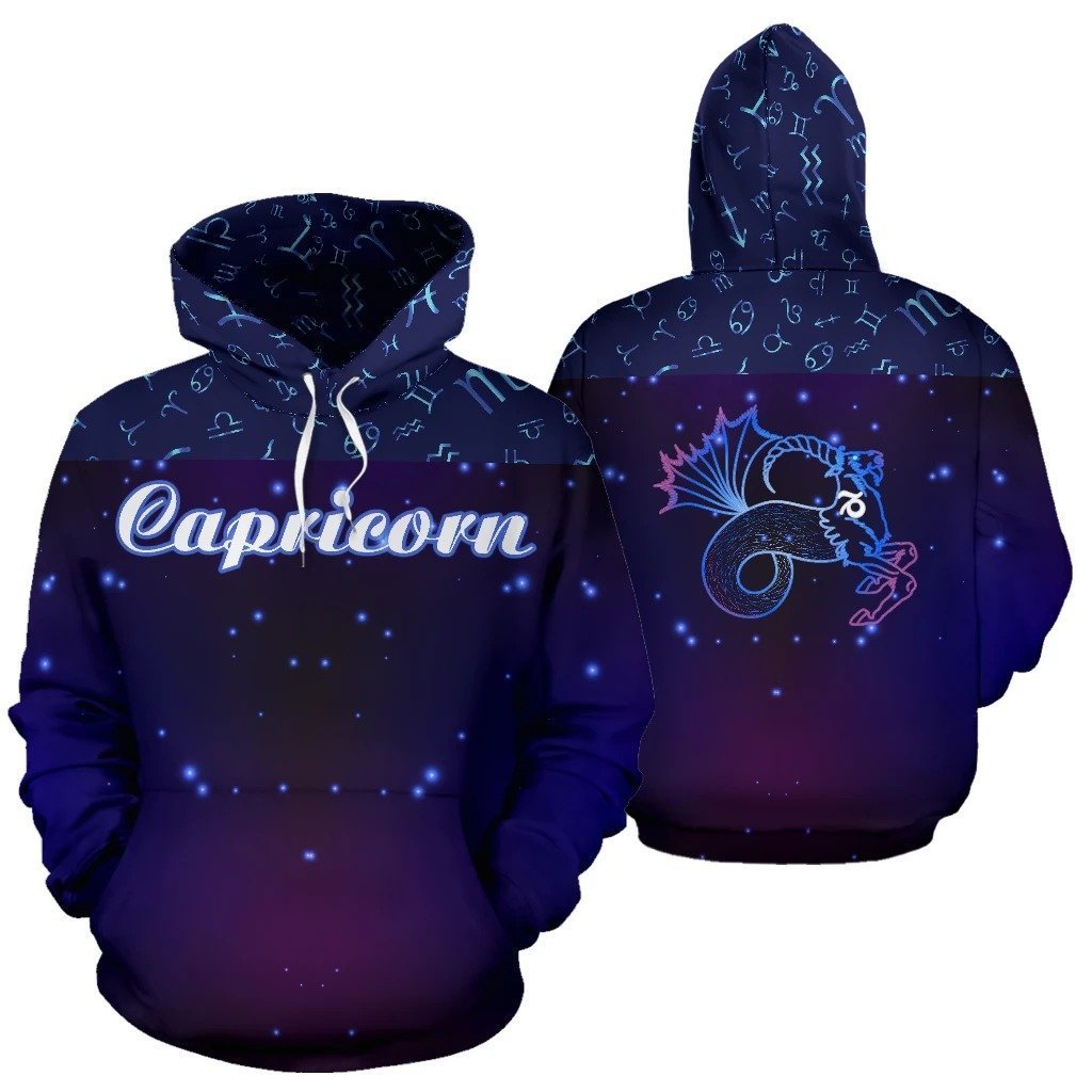 Capricorn Zodiac All Over Hoodie NTH140829-Apparel-NTH-Hoodie-S-Vibe Cosy™
