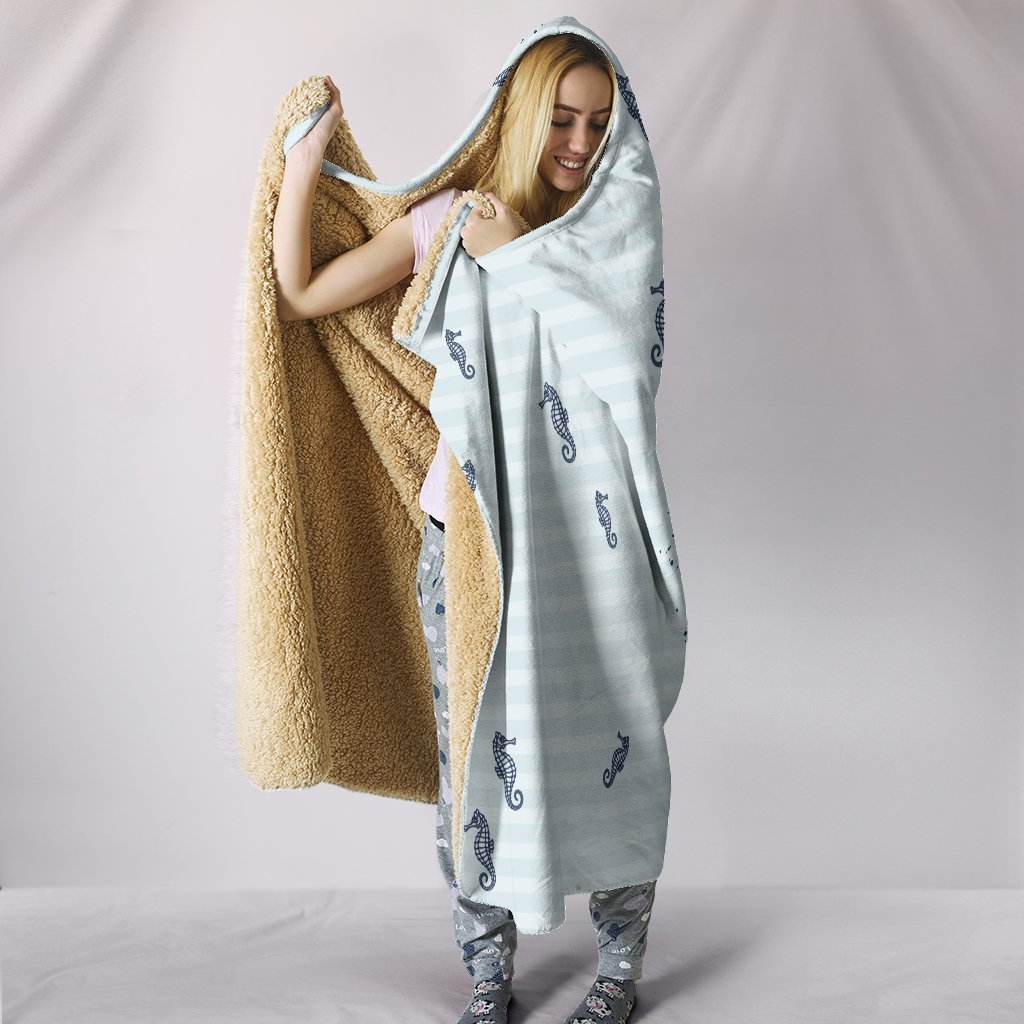 Custom Hoodie Blanket - Seahorse Sea-6teenth World™-Hooded Blanket-Youth 60"x45"-Vibe Cosy™