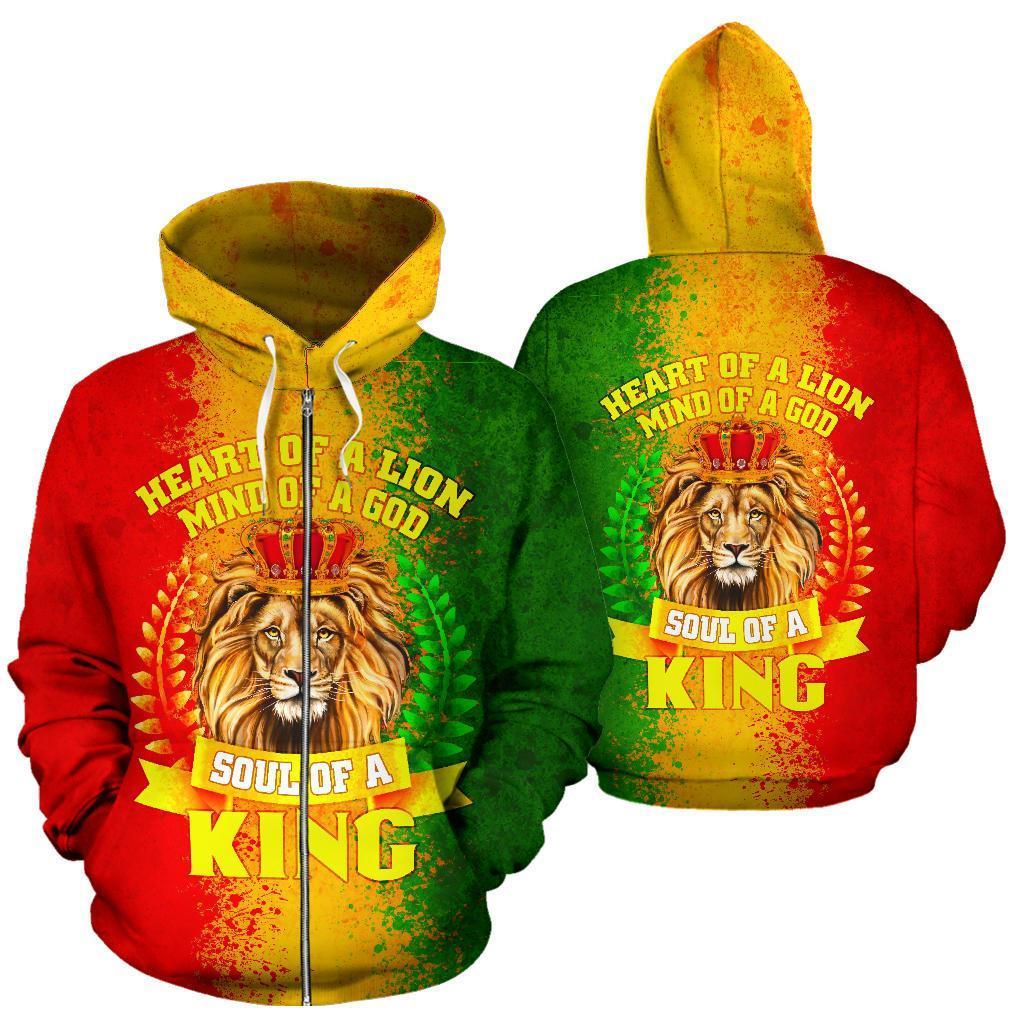 African Zip-Up Hoodie - Africa Soul Of A King-ALL OVER PRINT ZIP HOODIES-HPArt-Men-S-Red-Vibe Cosy™
