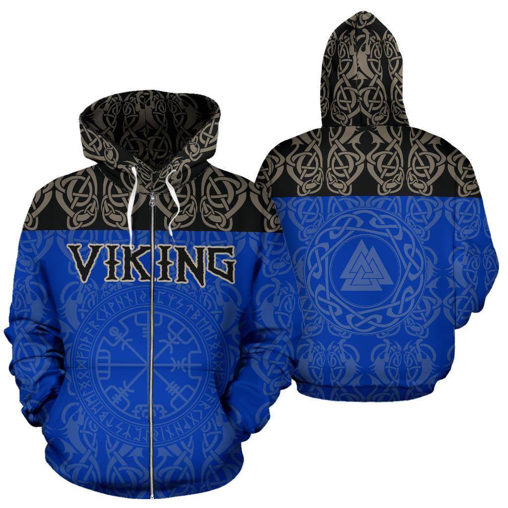 Viking All Over Zip-Up Hoodie - Vegvisir-ALL OVER PRINT ZIP HOODIES (P)-HP Arts-Zip-Up Hoodie-S-Vibe Cosy™
