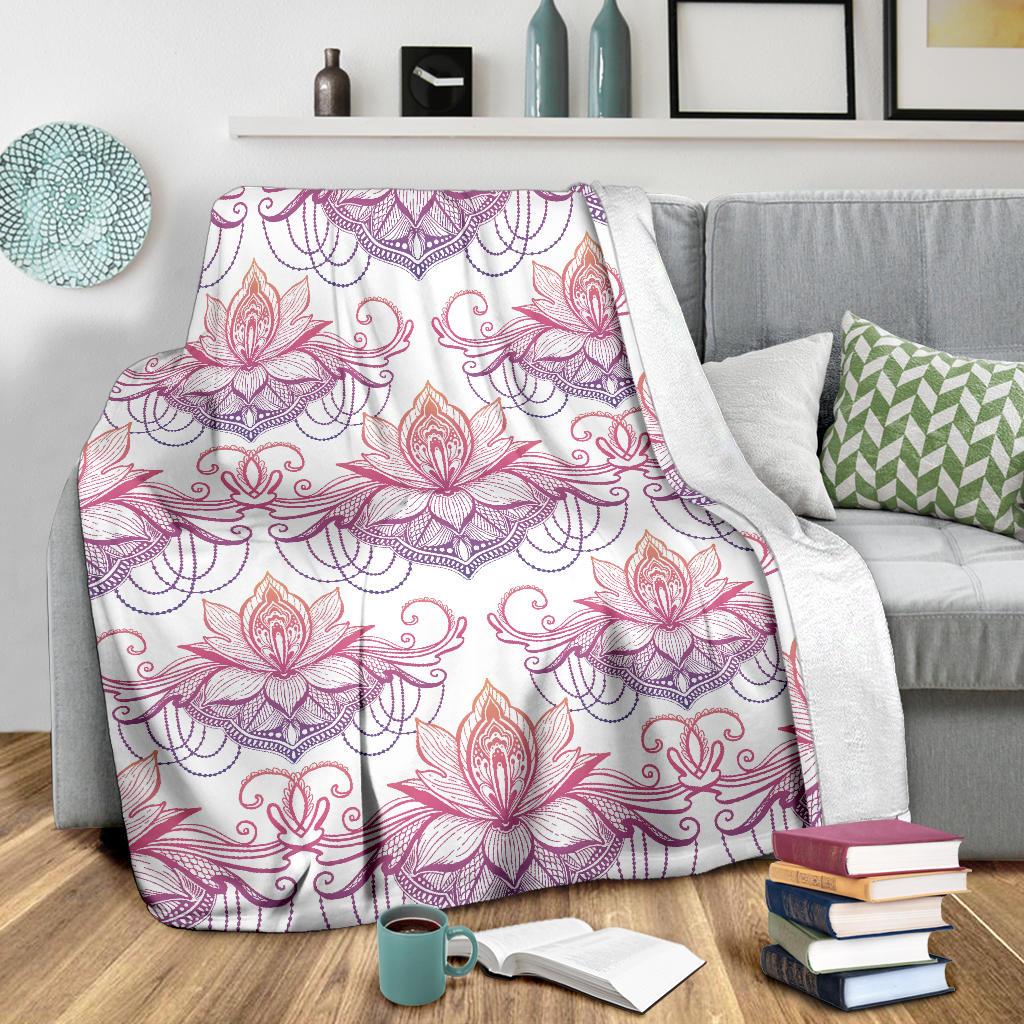 Ombre Lotus (White) - Throw Blankets-Amaze Style™-Premium BlanketOmbre Lotus (White) - Throw Blankets-Youth (56 x 43 inches / 140 x 110 cm)-Vibe Cosy™