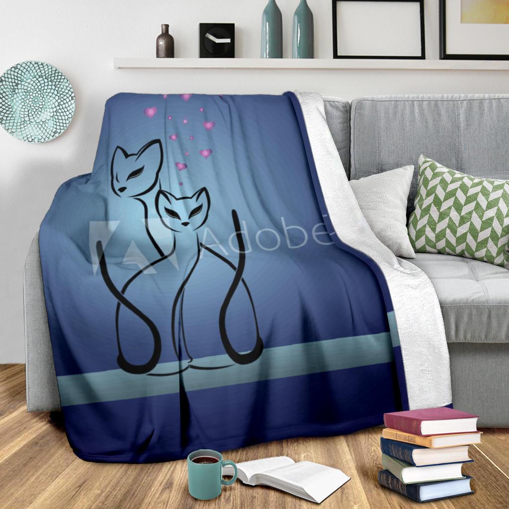 gatti e cuore-Amaze Style™-Premium Blanketgatti e cuore-Youth (56 x 43 inches / 140 x 110 cm)-Vibe Cosy™