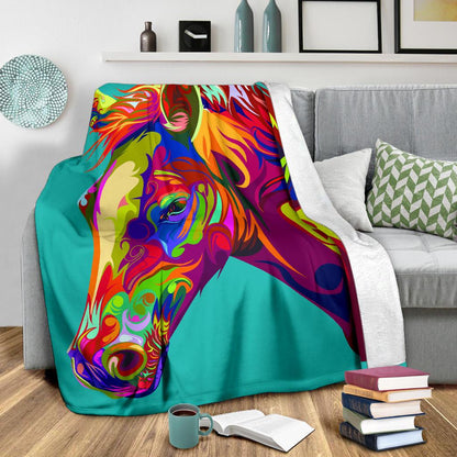Cavallo Colorato Turchese - Coperta in Pile -Amaze Style™-Premium BlanketCavallo Colorato Turchese - Coperta in Pile -Youth (56 x 43 inches / 140 x 110 cm)-Vibe Cosy™
