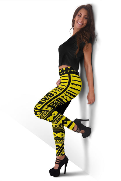 Hawaii Polynesian Leggings Yellow - Fashion J1-LEGGINGS-Alohawaii-Women's Leggings-XS-White-Vibe Cosy™