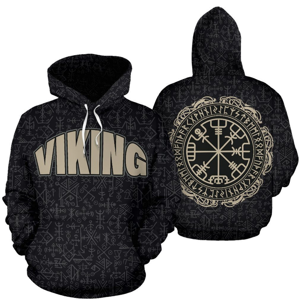 Viking Hoodie - Magical Runic Compass Vegvisir - BN09-ALL OVER PRINT HOODIES (P)-HP Arts-Hoodie-S-Vibe Cosy™
