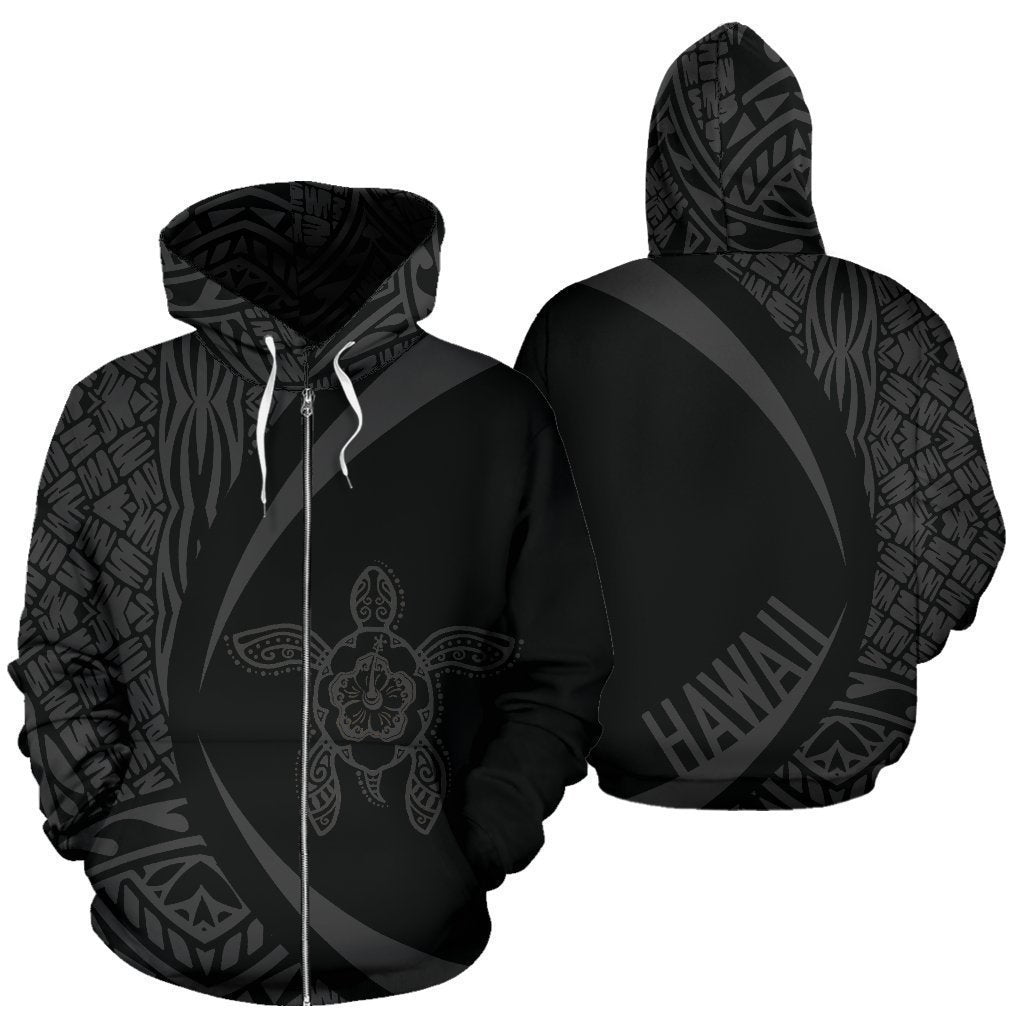 Hawaii Turtle Polynesian Hoodie - Circle Style Gray Color - AH - J9-ALL OVER PRINT HOODIES (P)-Phaethon-Zip-Up Hoodie-S-Vibe Cosy™