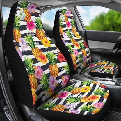 Pineapple And Hibiscus Pattern Car Seat Covers - AH - K5-CAR SEAT COVERS-Alohawaii-Car Seat Covers-Universal Fit-White-Vibe Cosy™