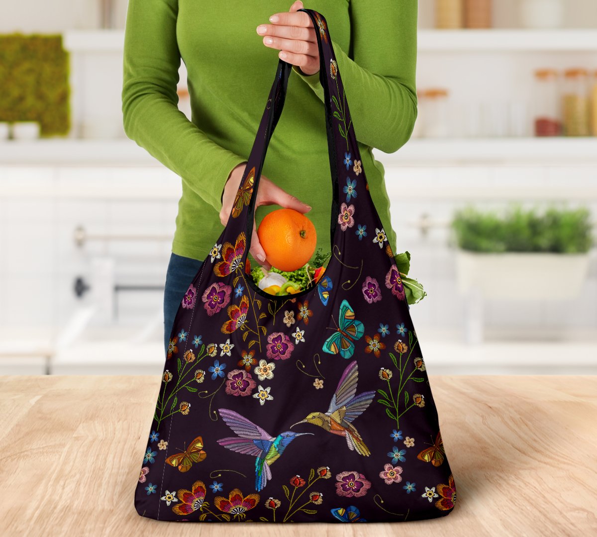 Hummingbird Reusable Grocery Bags Set-Amaze Style™-Hummingbird Reusable Grocery Bags Set-Vibe Cosy™
