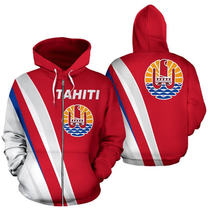 Tahiti Zip Up Hoodie Red K5-Apparel-Khanh Arts-Zipped Hoodie-S-Vibe Cosy™