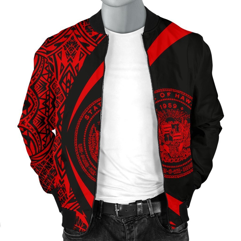 Hawaii Coat Of Arm Polynesian Men's Bomber Jacket - PL01-BOMBER JACKETS (P)-PL8386-Men's Bomber Jacket-S-White-Vibe Cosy™