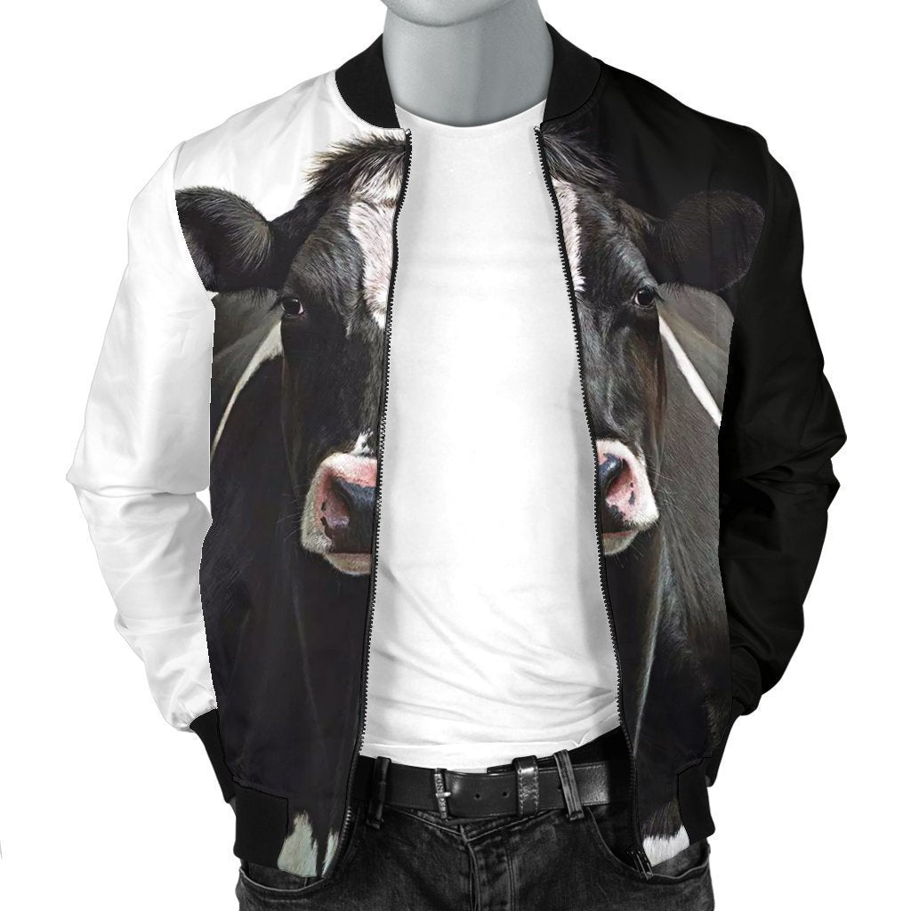 Men's Bomber Jacket - Dairy Cow-Apparel-HP Arts-S-Vibe Cosy™