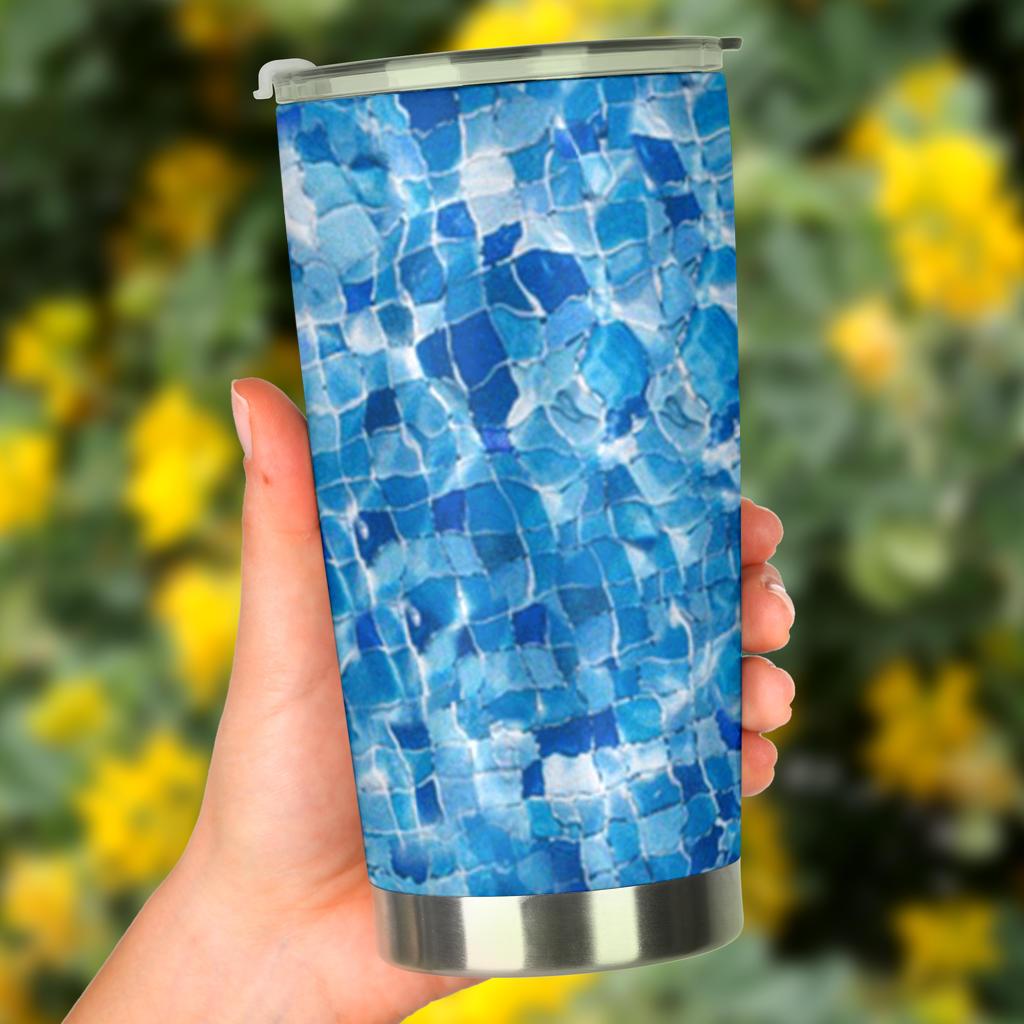 Tumbler Mosaic Blue-Amaze Style™-Tumbler - Tumbler Mosaic Blue-20oz Large-Vibe Cosy™