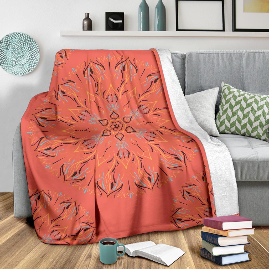 Mandala P1 (Living Coral) - Throw Blankets-Amaze Style™-Premium BlanketMandala P1 (Living Coral) - Throw Blankets-Youth (56 x 43 inches / 140 x 110 cm)-Vibe Cosy™