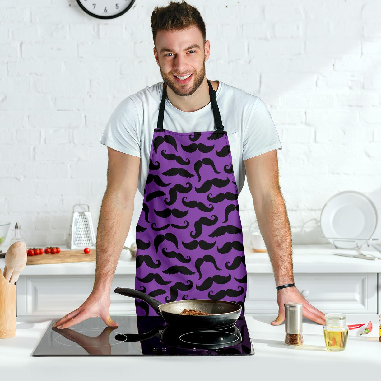 Mustache Purple Apron-Amaze Style™-Mustache Purple Apron-Vibe Cosy™