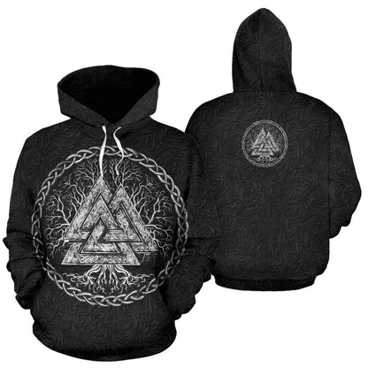 Valknut and Tree of Life Black Hoodie K2-Apparel-HP Arts-Hoodie-S-Vibe Cosy™