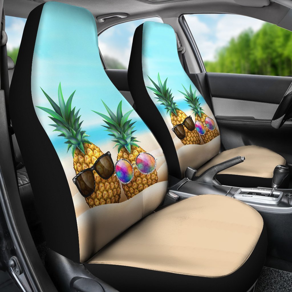 Pineapple Car Seat Covers 04 - AH-CAR SEAT COVERS-Alohawaii-Car Seat Covers-Universal Fit-White-Vibe Cosy™