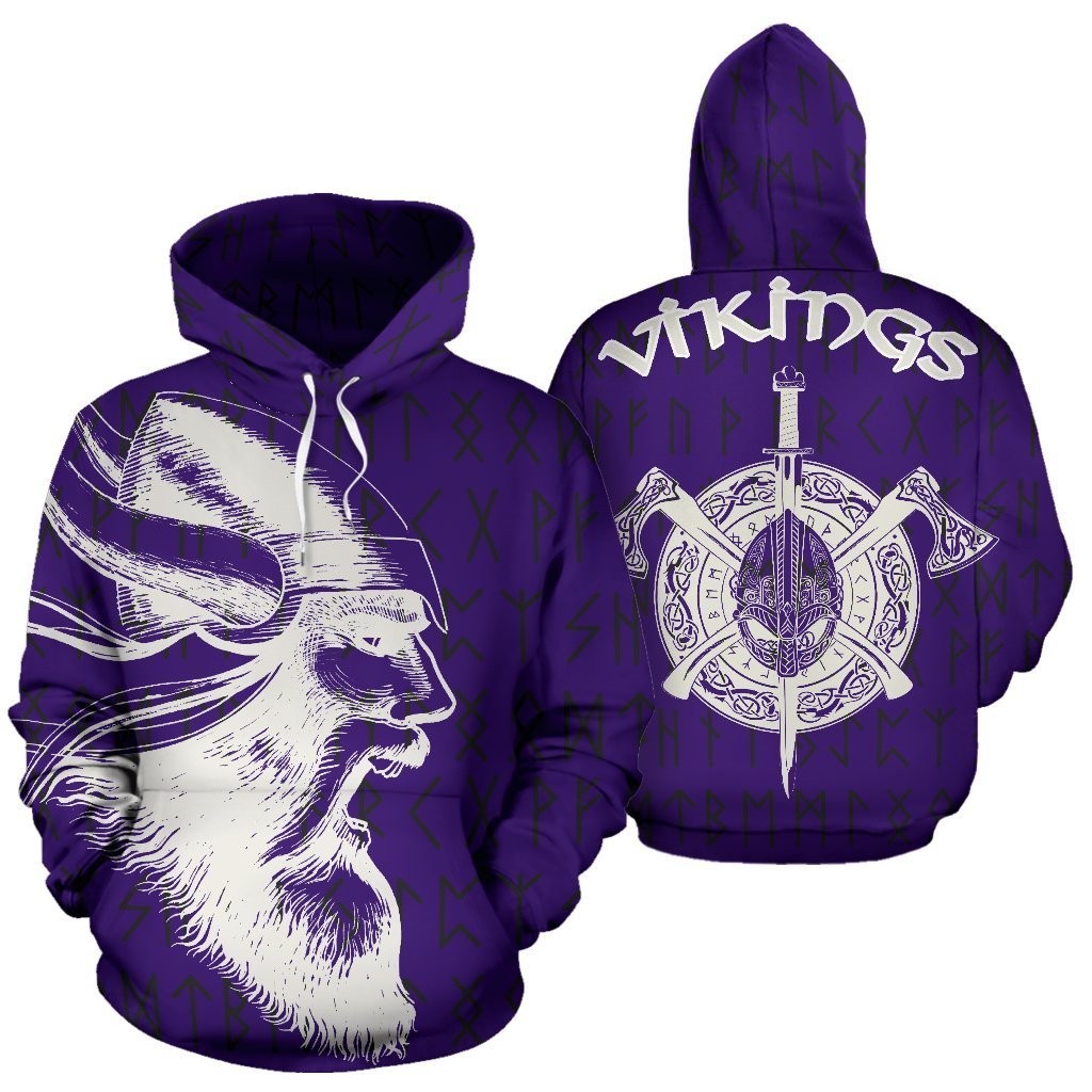 Vikings Warrior™ Hoodie Purple & White Ver TH7-ALL OVER PRINT HOODIES (P)-HP Arts-Hoodie-S-Vibe Cosy™
