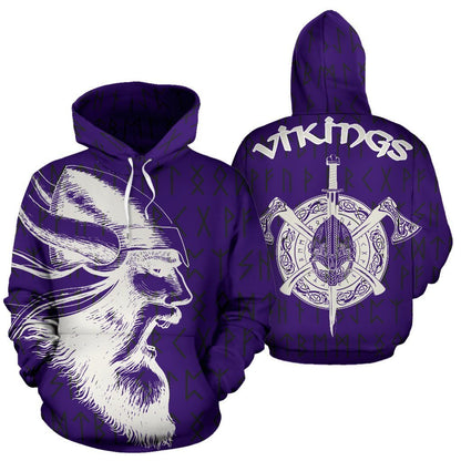 Vikings Warrior™ Hoodie Purple & White Ver TH7-ALL OVER PRINT HOODIES (P)-HP Arts-Hoodie-S-Vibe Cosy™