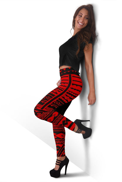 Hawaii Polynesian Leggings Red - Fashion J1-LEGGINGS-Phaethon-Women's Leggings-S-Vibe Cosy™