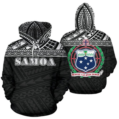 Polynesian All Over Hoodie - Samoa Black Version - BN01-ALL OVER PRINT HOODIES (P)-Phaethon-Hoodie-S-Vibe Cosy™