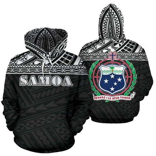 Polynesian All Over Hoodie - Samoa Black Version - BN01-ALL OVER PRINT HOODIES (P)-Phaethon-Hoodie-S-Vibe Cosy™