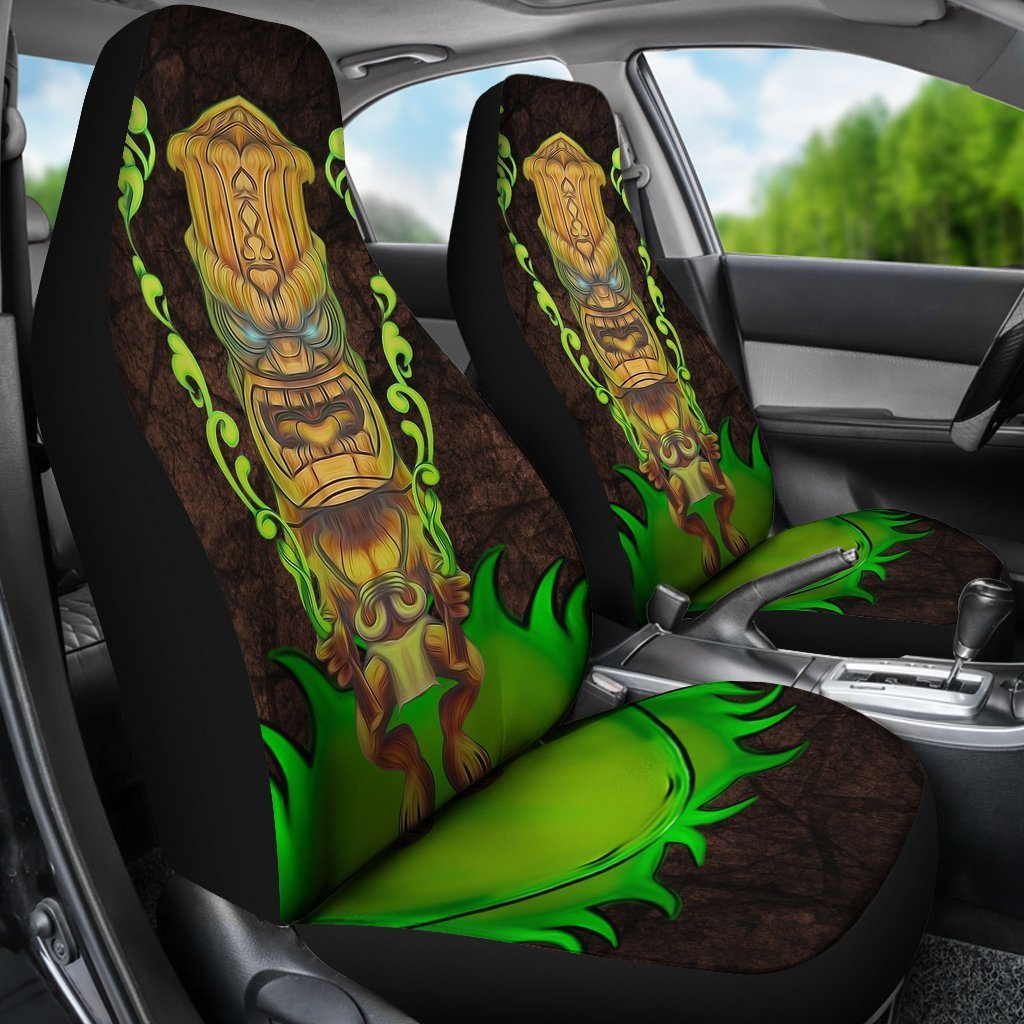 Tiki Green Smoke Car Seat Covers - AH - TH3-CAR SEAT COVERS-Alohawaii-Car Seat Covers-Universal Fit-White-Vibe Cosy™
