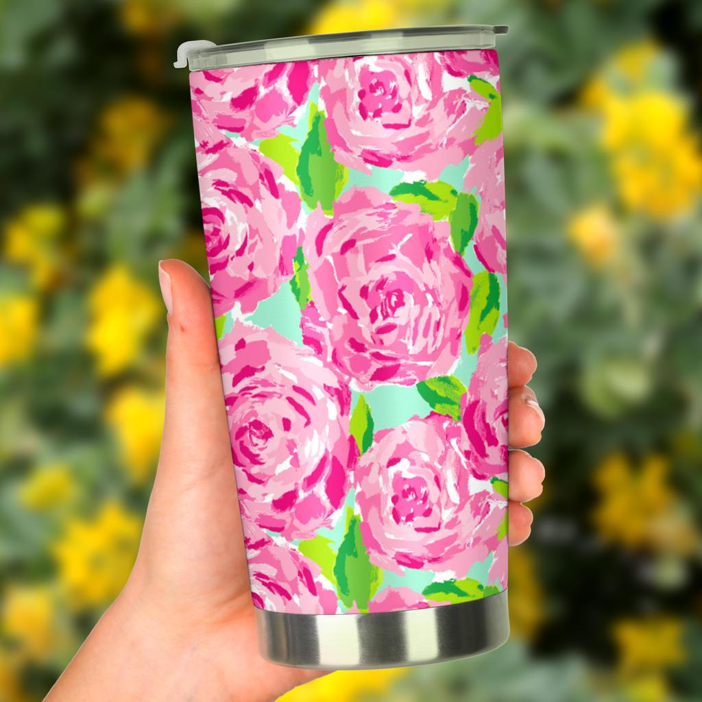 Pink Flower Tumbler-Amaze Style™-Tumbler - Pink Flower Tumbler-20oz Large-Vibe Cosy™