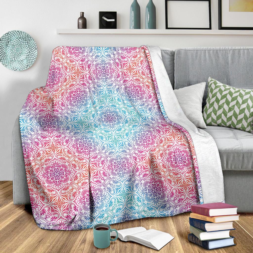 Bohemian Blue Ombre (White) - Throw Blankets-Amaze Style™-Premium BlanketBohemian Blue Ombre (White) - Throw Blankets-Youth (56 x 43 inches / 140 x 110 cm)-Vibe Cosy™