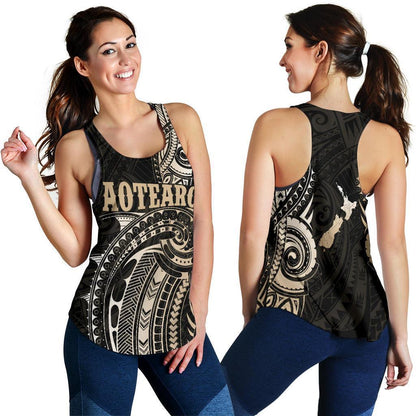 Maori Tattoo with Map New Zealand Women's Racerback Tank K4-WOMENS RACERBACK TANK-HD09-Racerback Tank Top - .-XS-Vibe Cosy™
